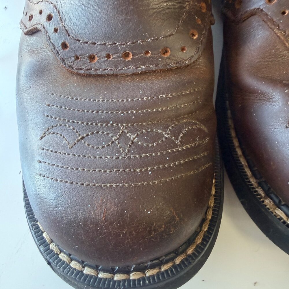 Justin Western Boots Womens 6.5B Brown Cowhide Leather Inji Aged Bark Western - Picture 7 of 15